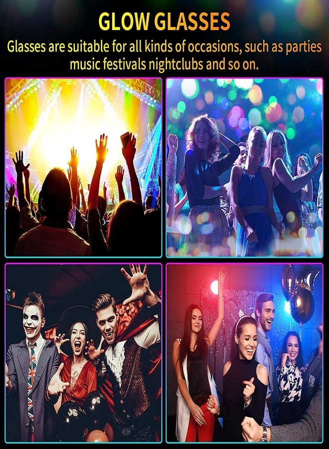 KANABEE نظارات KANABEE المضيئة بتقنية LED، نظارات نيون سلكية لحفلات الرقص الصاخبة، نظارات تتوهج في الظلام، مثالية لحفلات الأزياء التنكرية وحفلات موسيقى الرقص الإلكترونية، هدايا لحفلات الكريسماس المتوهجة - متعددة الألوان - Image 4